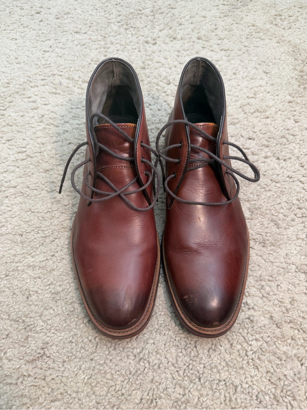 Joseph Abboud Men's Brown Leather Chukka Boots - Classic Lace-Up Style